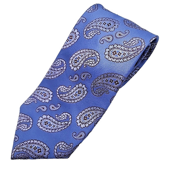 XMI 325 Series Blue Paisley Silk Necktie - Made in USA - Like New - Picture 1 of 4